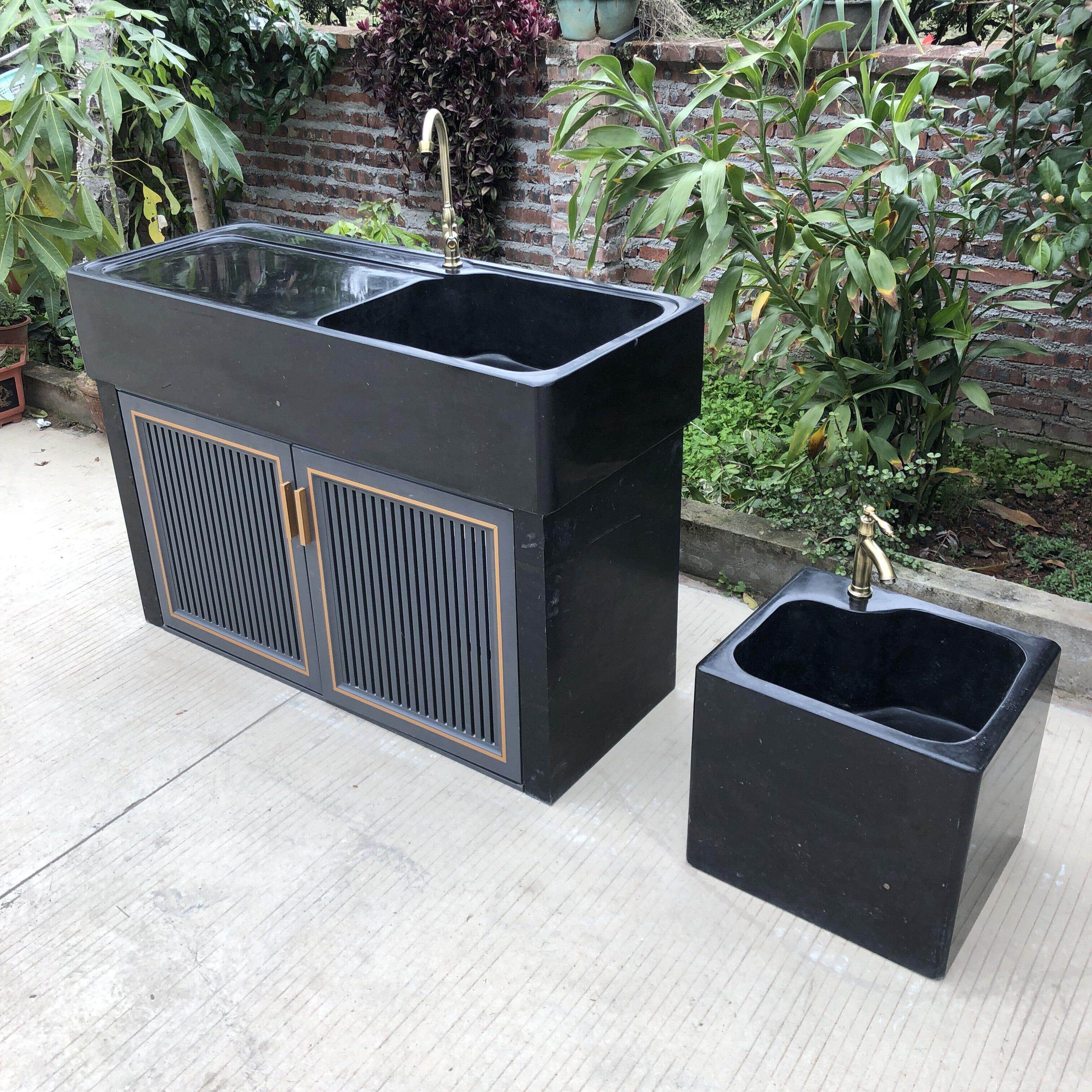 大理石洗手盆阳台花岗岩一体洗衣水槽带搓衣板户外庭院石头洗菜池