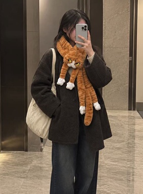 老吴猫围巾女冬季围脖可爱保暖