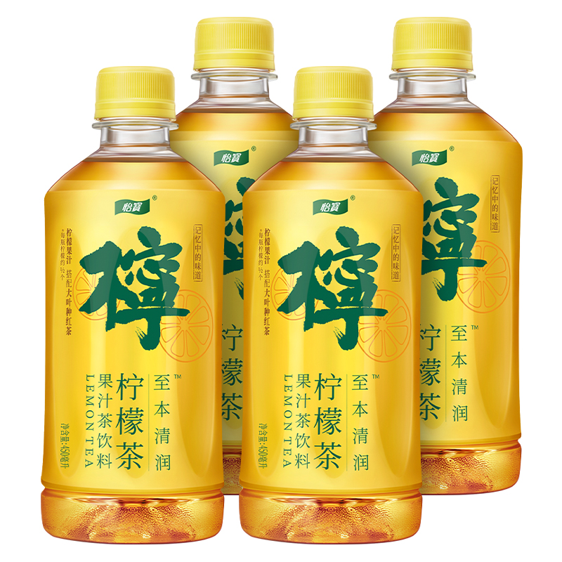 怡宝官方旗舰店怡宝至本清润柠檬茶果汁茶饮料450ml*4瓶膜包 - 图0