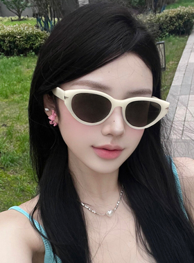 猫眼白色框方圆脸墨镜防晒防紫外线偏光开车显脸小旅行太阳眼镜女