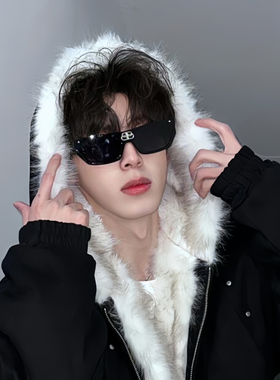 2025新款个性半框欧美潮流太阳镜男凹造型街拍嘻哈防紫外线墨镜女