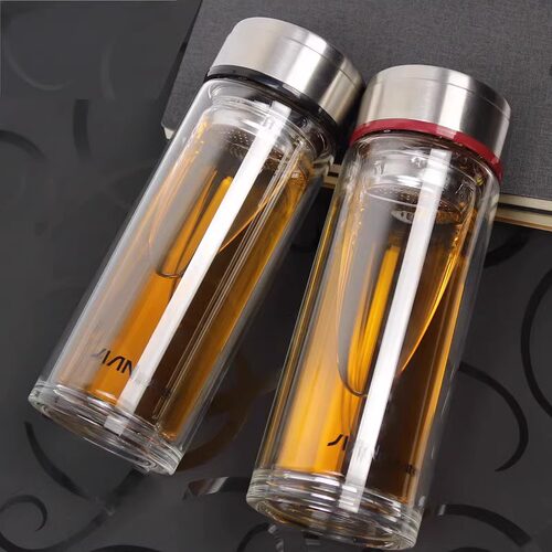 富光健牌水晶双层玻璃杯300/360/500ml广告杯x1916泡茶水杯印LOGO - 图1