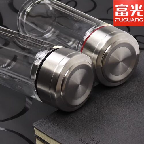 富光健牌水晶双层玻璃杯300/360/500ml广告杯x1916泡茶水杯印LOGO - 图0