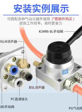 气动手动阀K34R6-8/8A/8D/8L三位四通手转手板气缸换向控制阀