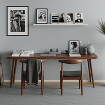 Full solid wood desk strip table close by window leaning against wall narrow table writing desk studio bedroom double office computer desk