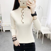 2023 autumn and winter new half-spring and autumn style women blouses upscale high-rounded collar pure color headsets ladies sweaters 100 hitch