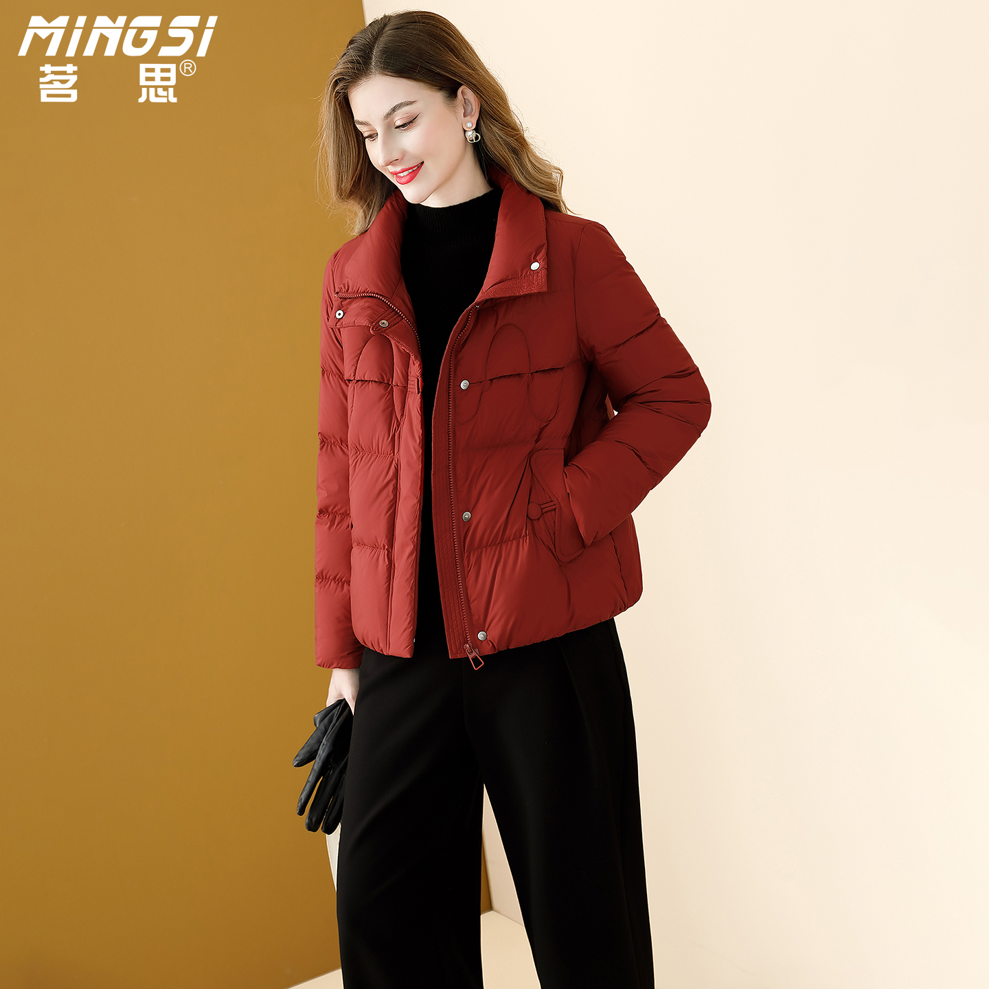 茗思小个子白鸭绒短款羽绒服女2025冬季新款百搭纯色时尚保暖外套 - 图0