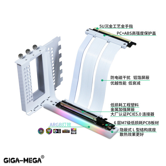 PCIe5.0显卡延长线PCIe5延长线 90度角V3显卡竖装京兆兼容ATX5090