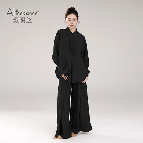 AliceDance现代舞长袖衬衫2026新款飘逸练功中国舞蹈服一整套装女 - 图0