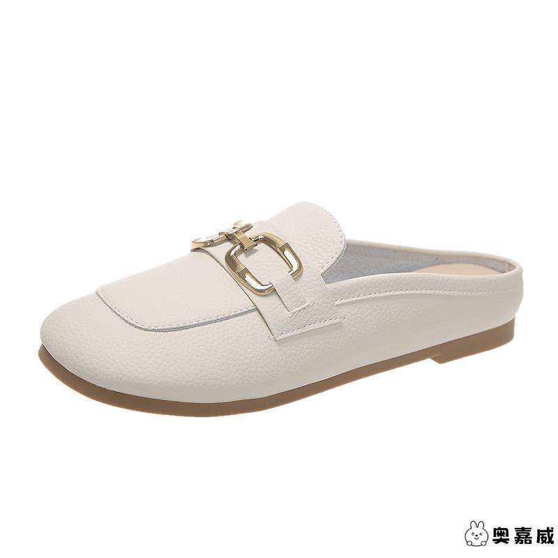 2025新款包头乐福半拖鞋女ins潮平底软底无后跟豆豆单鞋懒人休闲,淘宝优惠券,粉丝福利购,淘宝优惠卷