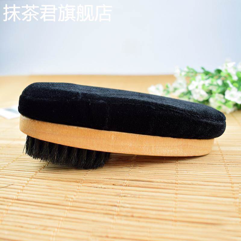 黑色皮鞋刷子软毛鞋油刷海绵抛光刷打鞋油多功能长柄鬃毛擦鞋刷子 - 图1