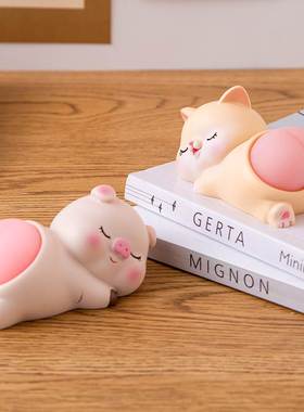 捏捏弹屁屁可爱小猪桌面汽车摆件网红屁股捏捏乐解压玩具手办公仔