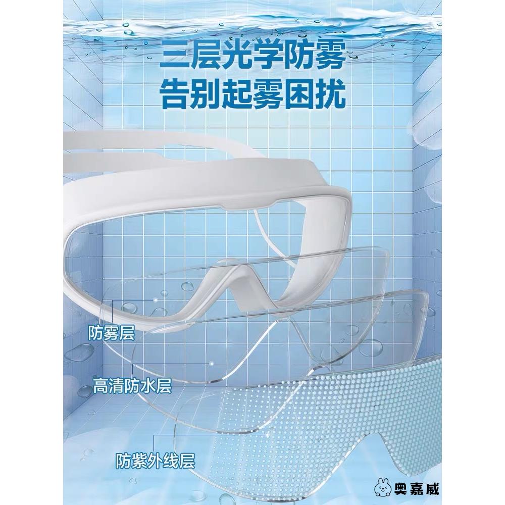 儿童泳镜男童女童游泳高清防水防雾大框眼镜潜水泳镜泳帽专业装备 - 图1