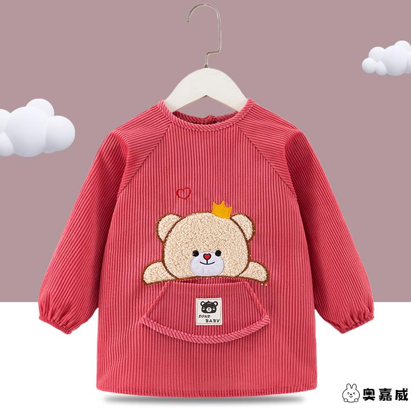 Winter baby eating waterproof smock, children's bib, stylish rice bag, reverse dressing, food supplement, protective clothing, reverse coat, thickened