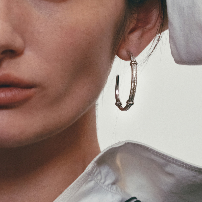 ATELIERSO 25AW编织钉砂细S925纯银耳圈,淘宝优惠券,粉丝福利购,淘宝优惠卷