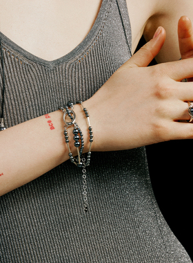 椭圆多层串珠925纯银手链