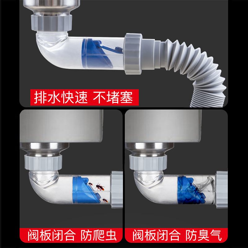 洗菜盆下水管配件厨房水槽下水道排水管水池洗碗池套装双槽防臭器