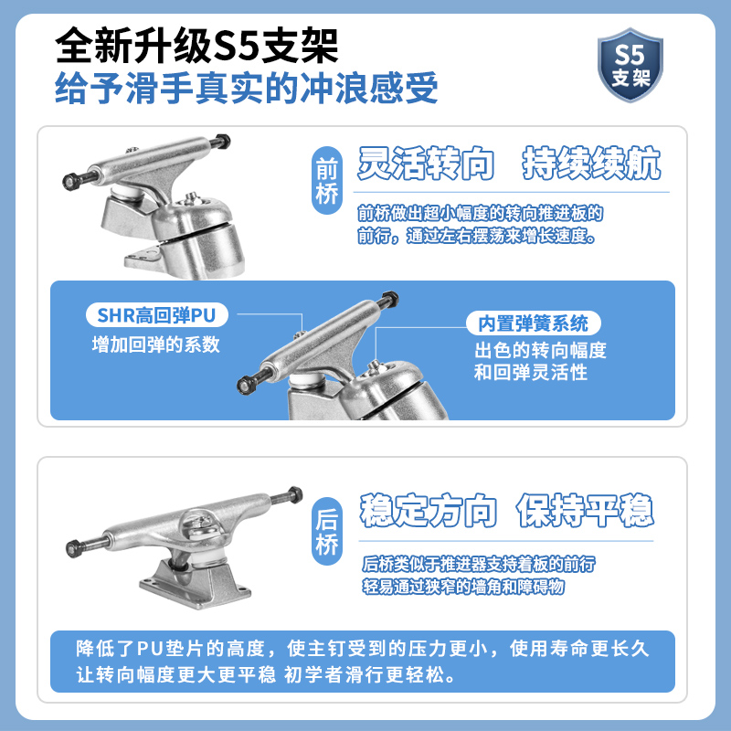 【所有女生直播间】Balka S7陆地冲浪板滑板初学者冲浪免蹬地路冲 - 图1