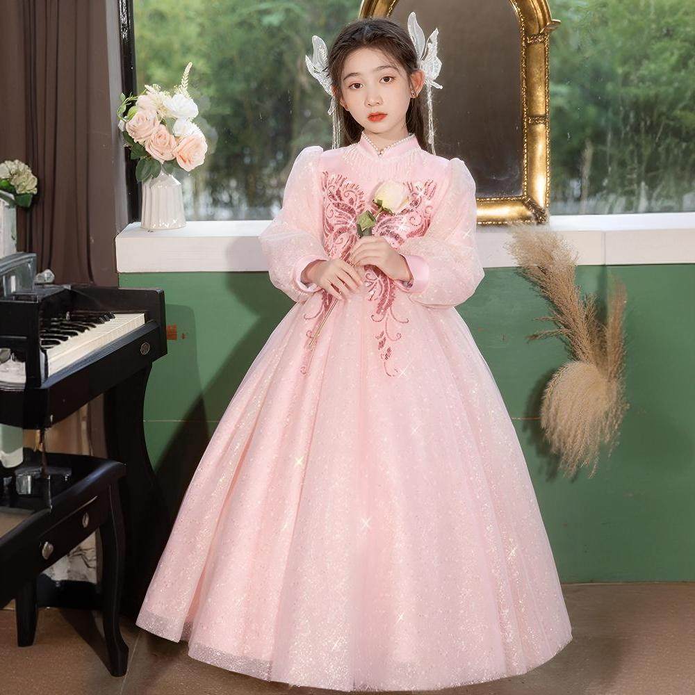女童礼服秋冬长袖公主裙女孩轻奢钢琴演奏演出服花童婚礼生日礼服,淘宝优惠券,粉丝福利购,淘宝优惠卷