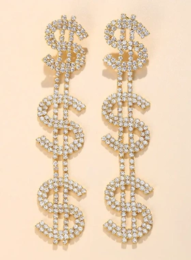 欧美时尚水钻几何吊坠耳环气质高贵气质耳饰 earrings