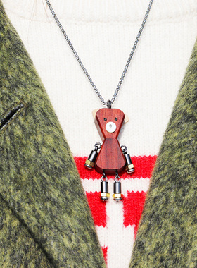 【泰迪】纯手工创意可爱泰迪熊朋克机器人成品项链钥匙扣挂件情侣