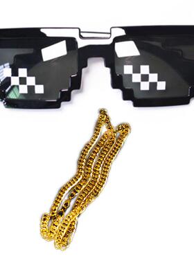 马赛克眼镜社会sup喷钱抢像素抖音道具接亲伴郎眼镜恶搞大佬墨镜