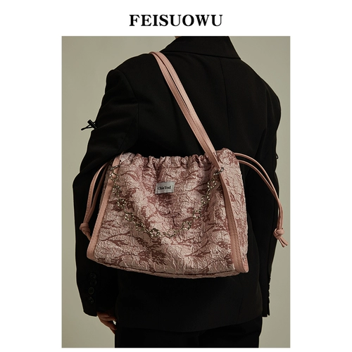 Небольшая дизайнерская цепь, сумка на одно плечо, изысканный стиль, в цветочек