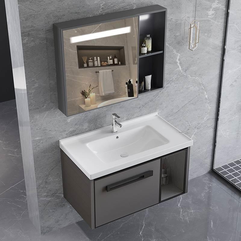 新疆西藏包邮太空铝浴室柜组合小户型洗手盆卫生间洗脸面盆一体洗 - 图2