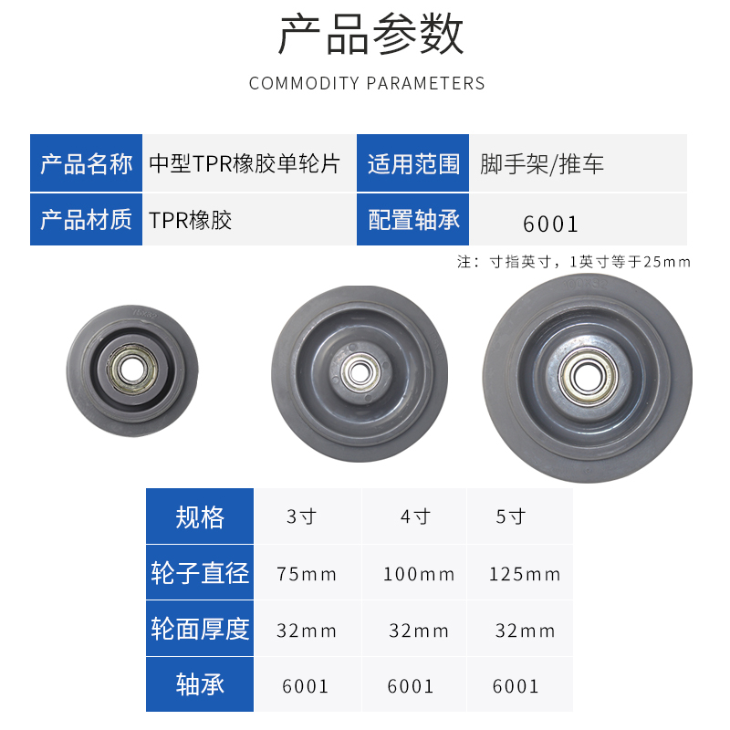 脚轮1.5寸2寸3寸4寸5寸橡胶轮静音单轮双轴承定向小轮子轱辘刹车 - 图2