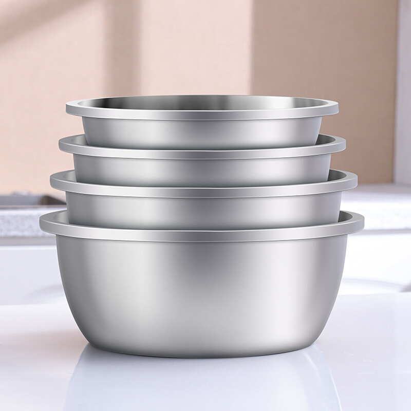 316不锈钢盆304食品级家用揉面和面盆厨房洗菜盆圆盆加厚汤盆铁盆
