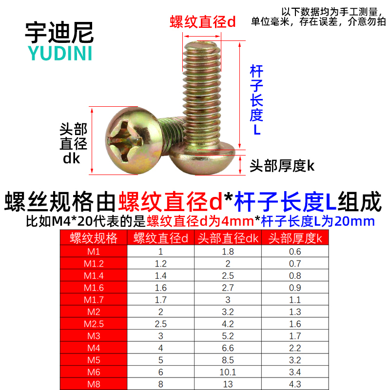 散装称斤镀锌圆头十字螺丝机螺钉螺栓盘头3机钉4M5M6M8M10厘GB818