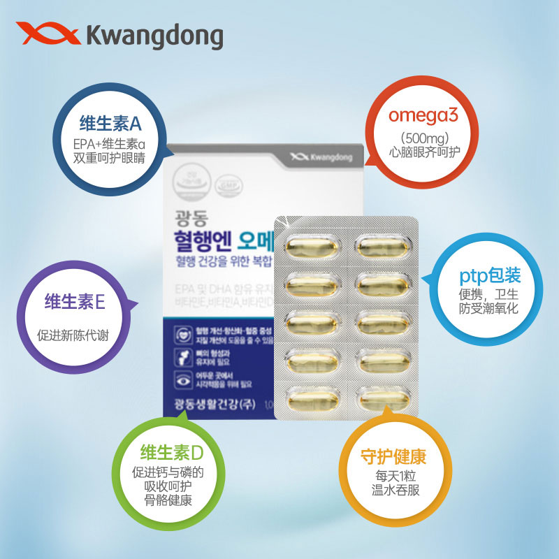 【会员专享】kwangdong挪威高品质深海鱼油60粒含DHA+EPA500mg - 图0