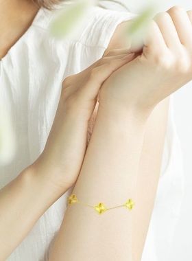 正品黄色手链女g新款四叶