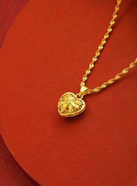 越南沙金项链女锁骨色皇冠