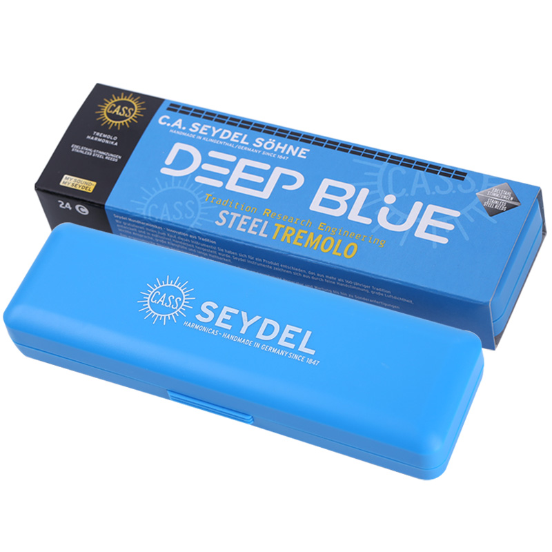 德国赛德SEYDEL不锈钢簧片24孔复音口琴DEEP BLUE高级专业-图1