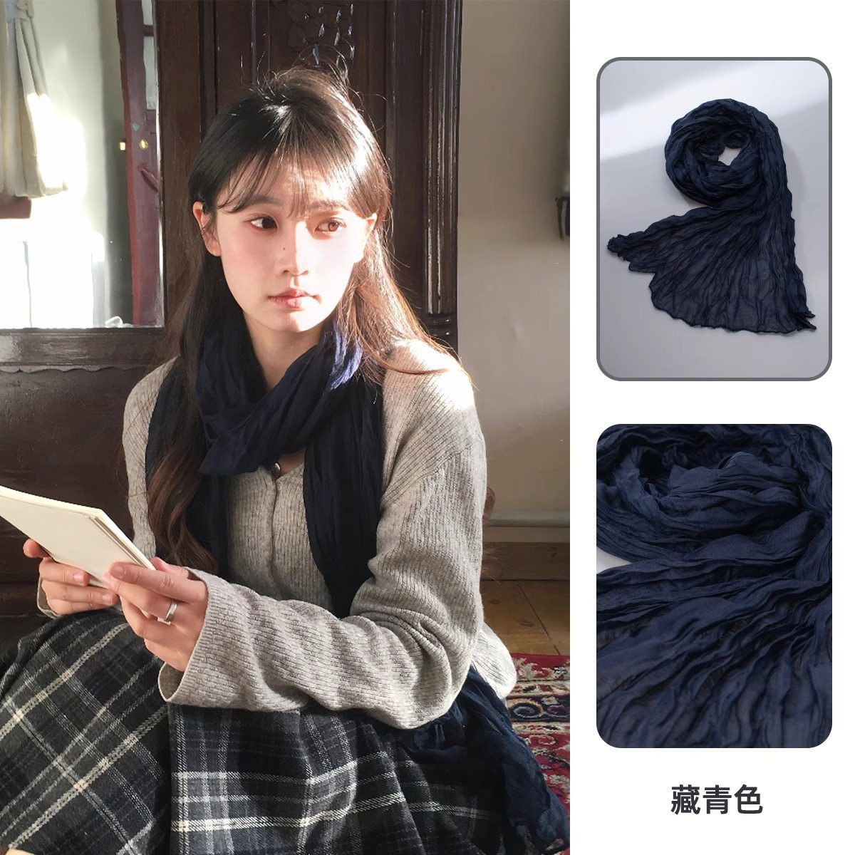 大媛家Sunny 氛围感文艺复古棉麻围巾新款民族风护颈围脖旅游披肩,淘宝优惠券,粉丝福利购,淘宝优惠卷