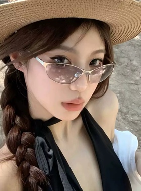 大媛家Sunny 欧美风椭圆猫眼无框水银色Y2K墨镜女高级感太阳眼镜