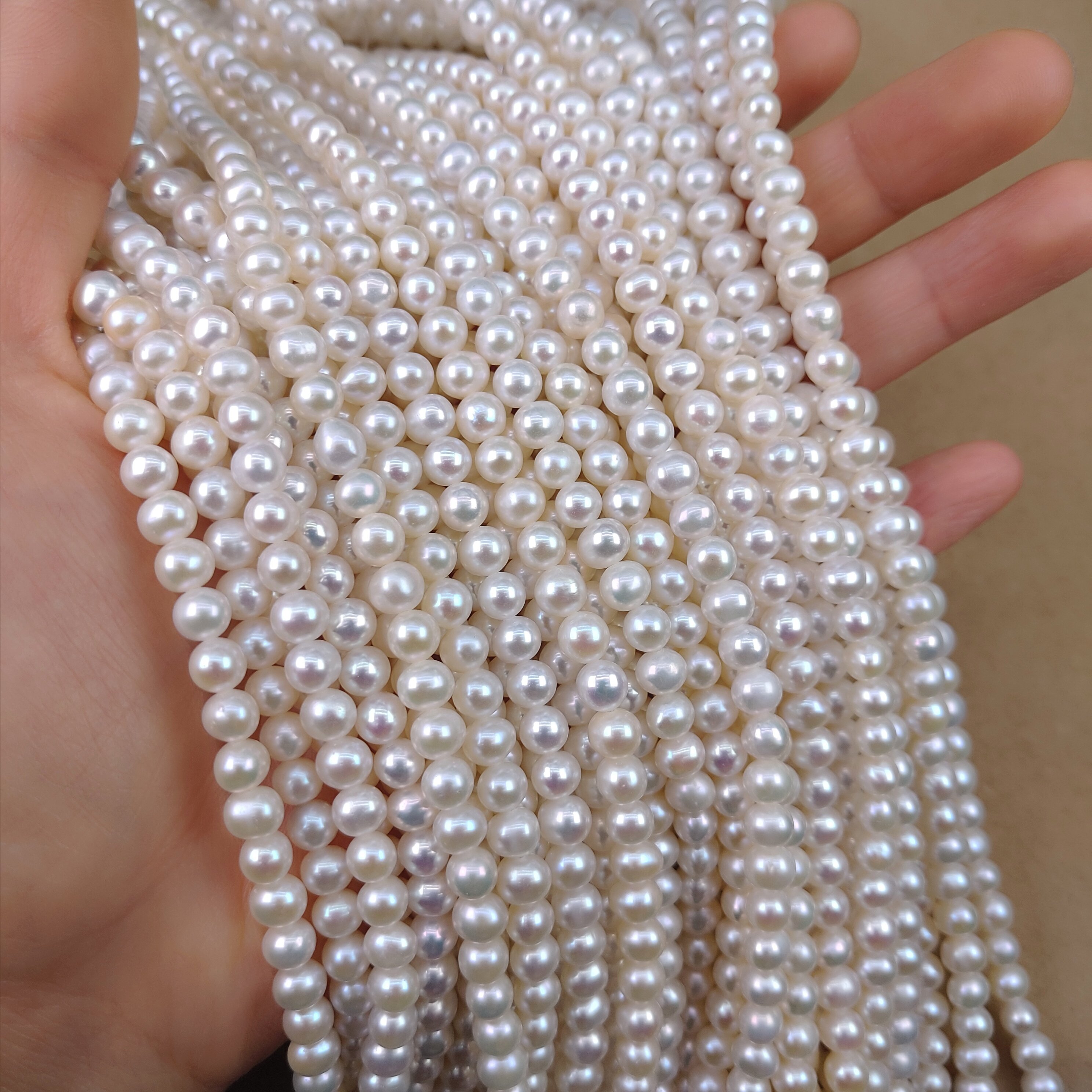 5-5.5mm强光近圆鸡蛋圆天然淡水珍珠散diy手工项链手链饰品材料,淘宝优惠券,粉丝福利购,淘宝优惠卷