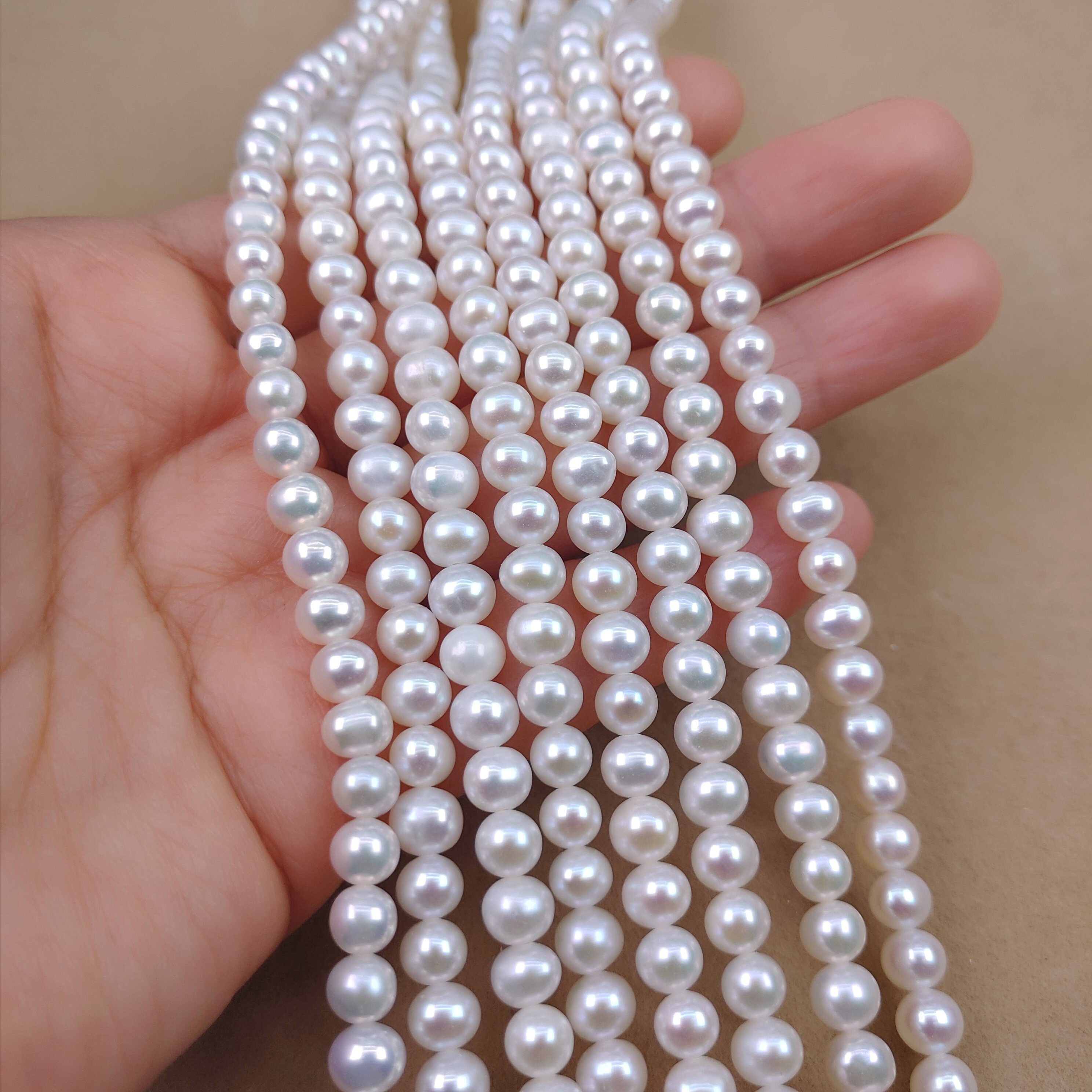 5-5.5mm强光近圆鸡蛋圆天然淡水珍珠散diy手工项链手链饰品材料,淘宝优惠券,粉丝福利购,淘宝优惠卷