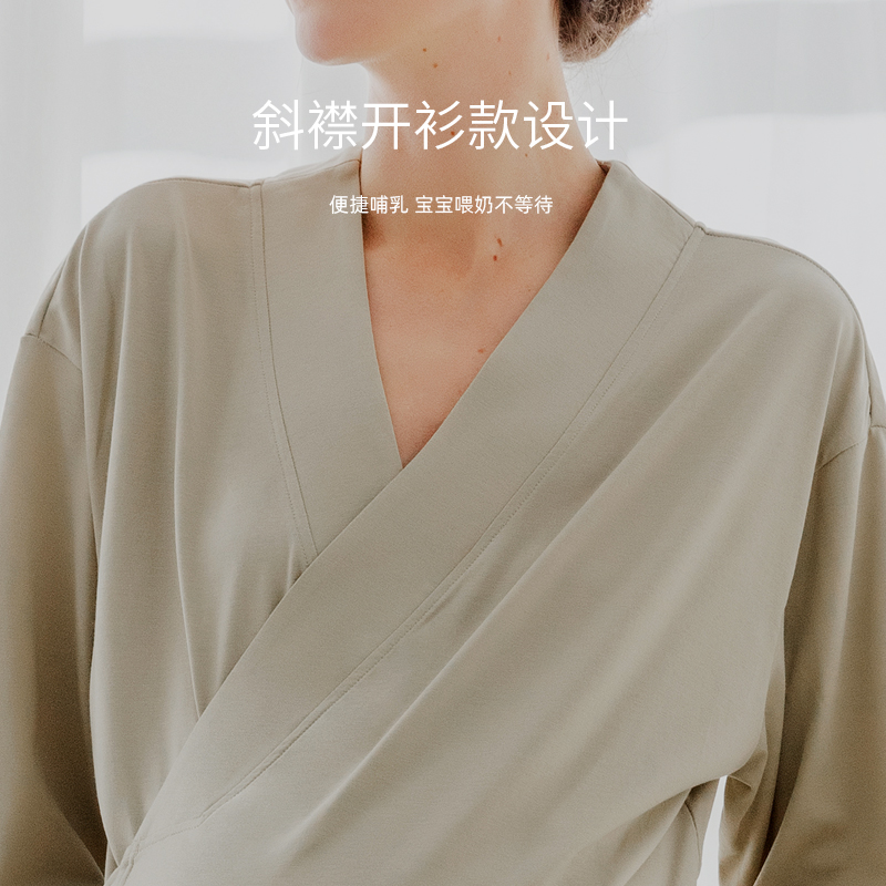 MAMILINE天丝莫代尔孕妇睡衣斜襟月子服产后夏季薄款哺乳衣6月7月-图3