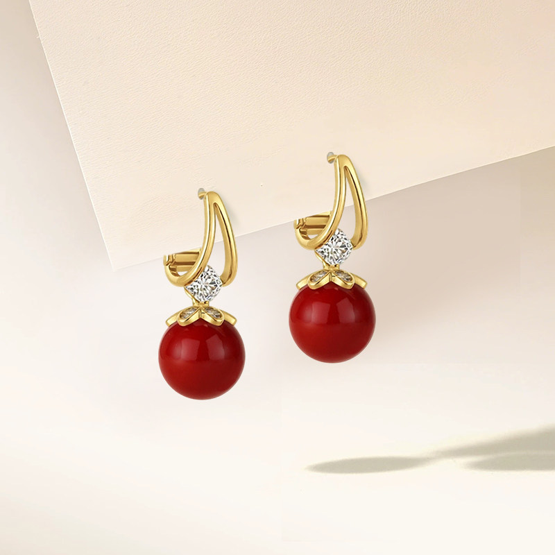 安可拉红色耳钉2026新款爆款高级感轻奢气质大气耳环小众耳扣耳饰,淘宝优惠券,粉丝福利购,淘宝优惠卷