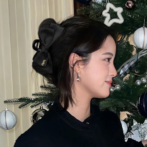 黑色蝴蝶结抓夹女2026新款爆款气质高级感小众发夹甜美鲨鱼夹发饰 - 图0