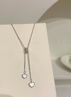 气质银色爱心吊坠项链女