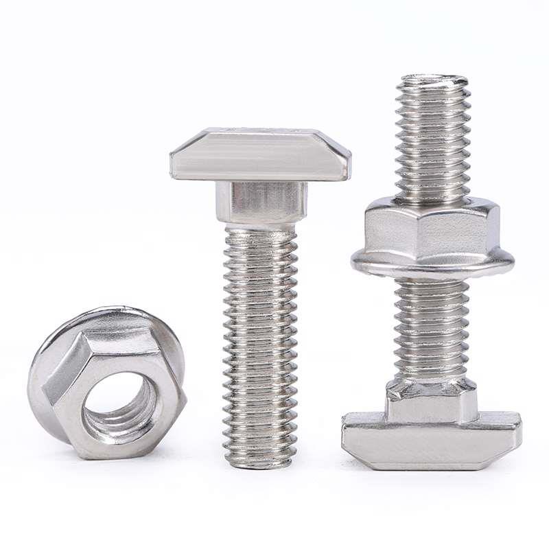 欧标T型螺丝组合M5M6M8铝型材镀镍T型螺栓法兰螺母20/30/40/45型 - 图0