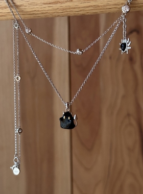 MARSEVEN 黑蜘蛛mini小幽灵项链S925银简约锁骨链小众原创设计