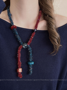 毛线串珠项链女生2025新款配饰