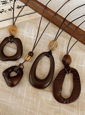 新中式长款复古吊坠不规则镂空