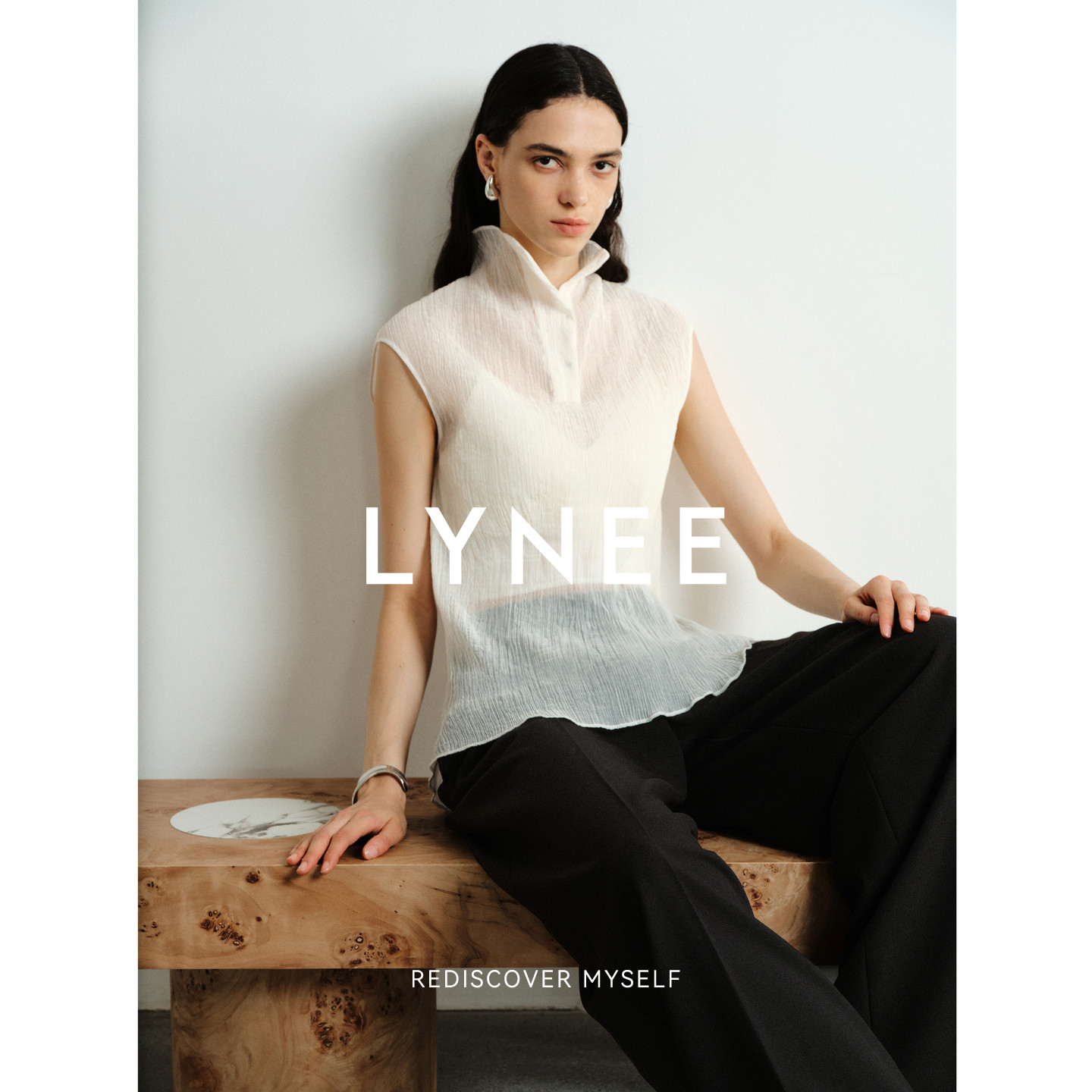 LYNEE【褶裥】透透纱无袖立领打底衬衫女内搭叠穿白衬衣2026新款,淘宝优惠券,粉丝福利购,淘宝优惠卷