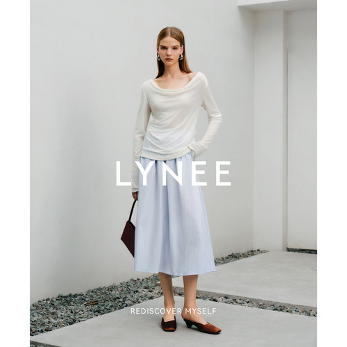 LYNEE【以柔塑形】Miu系棉混纺A字伞裙女2026新款减龄百搭半身裙 - 图0