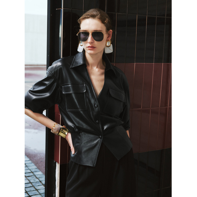 LYNEE 高端大牌棕色皮衣外套女2025冬季高级感复古蛋白PU皮夹克,淘宝优惠券,粉丝福利购,淘宝优惠卷